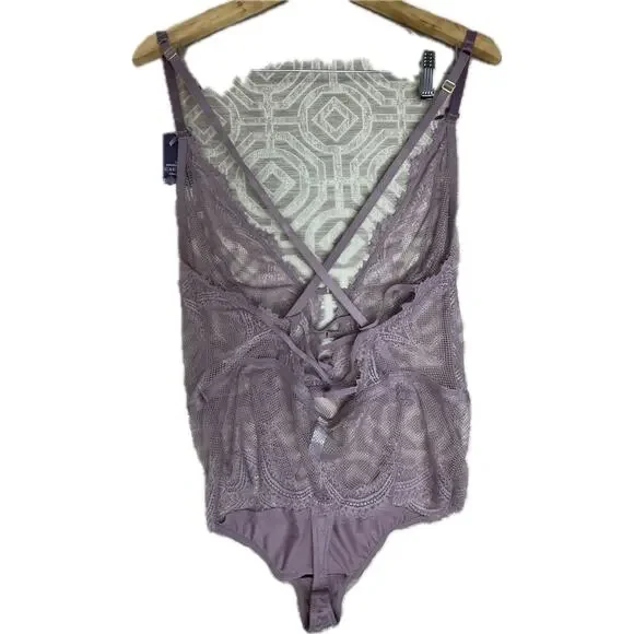 Cacique The Seriously Sexy Women's 14/16 Purple Lace Lingerie Bodysuit Teddy NWT - Picture 2 of 6